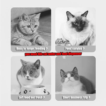Automatic Cat Food Water Dispenser Gravity Pet Self Feeder Dry Food Bowl and Watering Supplies Dispenser for Indoor Small Medium Dog Puppy Kitten 2 in 1 (GREY)