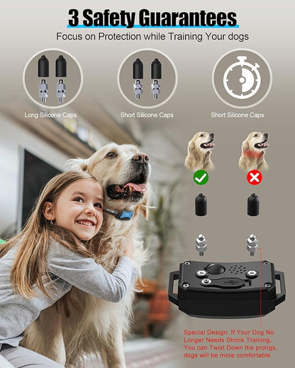 Dog Shock Collar - 4000Ft Waterproof Dog Training Collar with Remote for 5-120lbs Small Medium Large Dogs, 3 Channels, Rechargeable E Collars with Beep Vibration Safe Shock Modes (Blue)