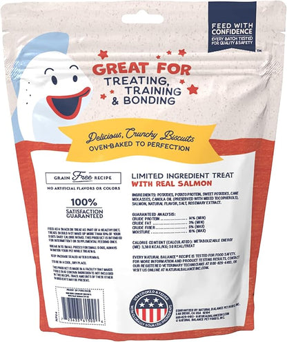 Natural Balance Limited Ingredient Rewards Crunchy Biscuits, Grain-Free Dog Treats for Adult Dogs of All Breeds, Salmon Recipe, 14 Ounce (Pack of 1)