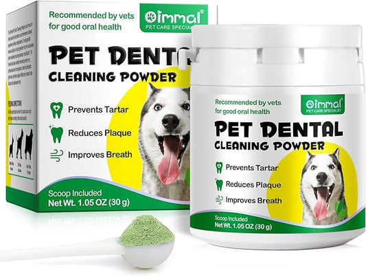 Dental Cleaning Powder for Dogs, Teeth Cleaning Powder for Dogs, Dog Breath Freshener Powder with Probiotics, Fresh Breath Plaque Tartar Remover - 30g