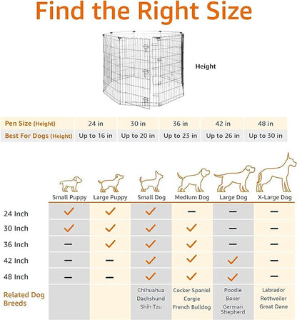 Amazon Basics Foldable Octagonal Metal Exercise Pet Play Pen for Dogs, Fence Pen, Single Door, Large, 60 x 60 x 42 Inches, black
