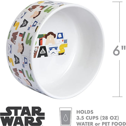 STAR WARS for Pets Character Dog Feeding Bowl, 6 Inch | STAR WARS Dog Food Bowl Holds up to 3.5 Cups of Water, Dry Food, or Wet Food | Officially Licensed STAR WARS Product,White,(Pack of 1),FF13179