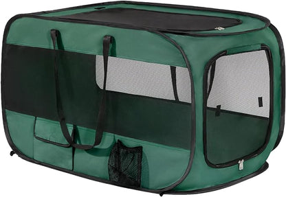 Love's cabin 36in Portable Upgrade Large Dog Bed - Pop Up Dog Kennel, Indoor Outdoor Crate for Pets, Portable Car Seat Kennel, Cat Bed Collection, Olive-Green