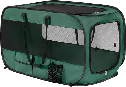 Love's cabin 36in Portable Upgrade Large Dog Bed - Pop Up Dog Kennel, Indoor Outdoor Crate for Pets, Portable Car Seat Kennel, Cat Bed Collection, Olive-Green