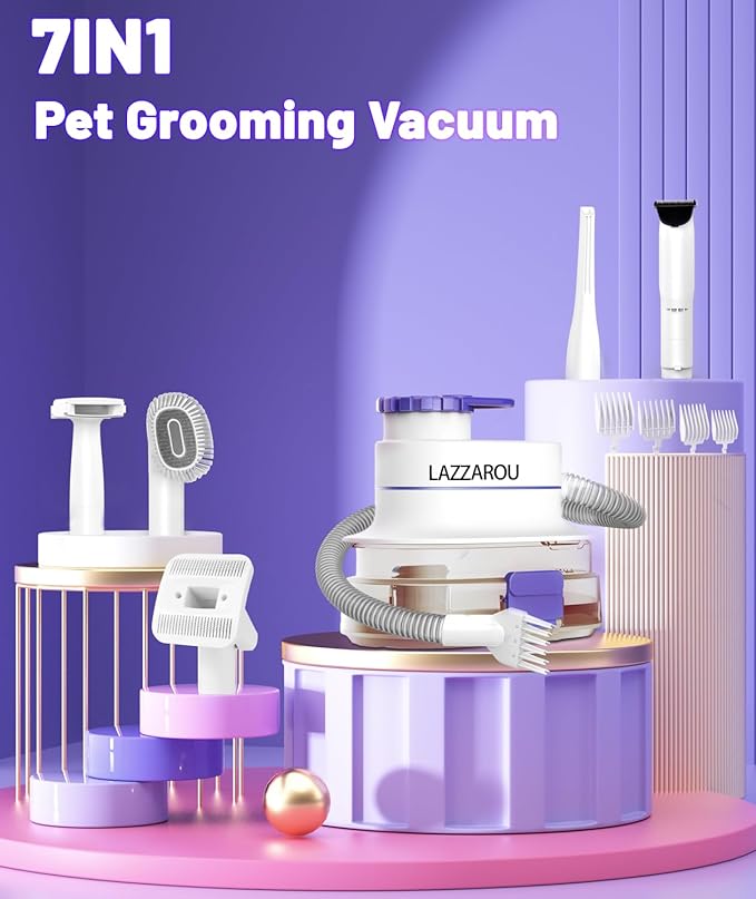 Pet Grooming Kit & Pet Hair Vacuum with 4L Dust Cup,Hair Blower & Electric Clippers, Dog Vacuum Brush, Low Noise Dog Grooming Kit Professional Pet Grooming Vacuum for Shedding Dogs Cats Hair…