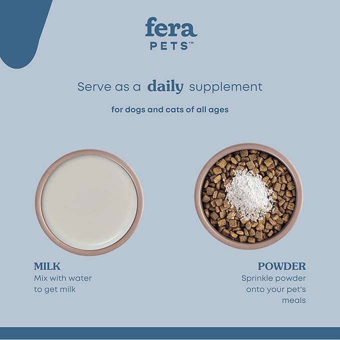 Fera Pets Multivitamin Goat Milk Cat & Dog Food Topper – Vet Created - Cat & Dog Multivitamin - Probiotics & Essential Vitamins & Minerals–60 Servings