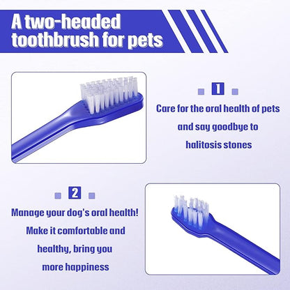 100 Pieces Dog Toothbrush Kit Set Double-Headed Toothbrush Long Handle Tooth Brush Soft Bristle Pet Tooth Brush for Small Medium Large Pet Cat Teeth Cleaning Set