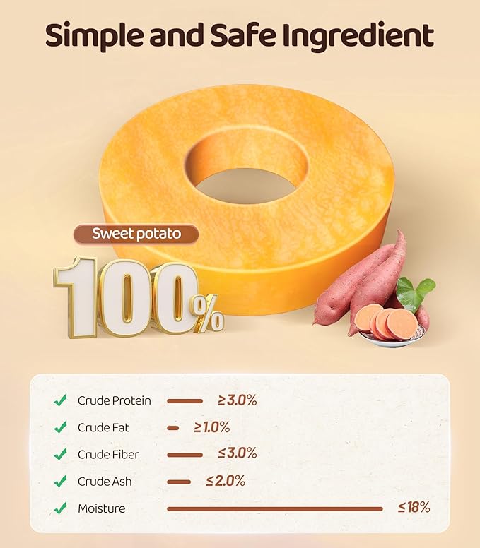 16OZ Dog Treats， Sweet Potato Cube, Dog Training Reward Snacks for Small Medium Large Dogs， High Protein Dog Chewy Treats Healthy Teeth and Coat