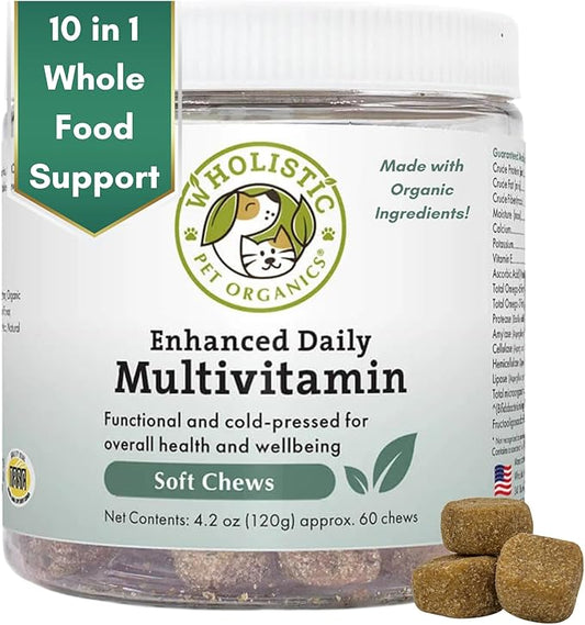 Wholistic Pet Organics: Multivitamin Chews for Dogs Organic Homemade Dog Treat for Medium and Small Dogs Calming Chews for Dogs Food Puppy Multivitamin Probiotics Immune Support Supplement
