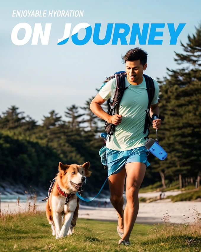 Dog Water Bottle Portable, 28oz Dog Travel Water Bottles, Patented, Leak-proof Pet Water Dispenser for Outdoor Walking, Hiking, Food Grade Silicone, Klein Blue