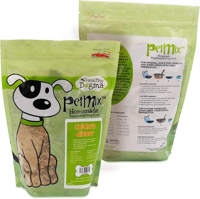 Healthy Dogma - PetMix Dehydrated Dog Food for Allergies - Grain Free, Freeze Dried, Raw, Homemade Dog Food (Chicken Dinner, 2 lbs)