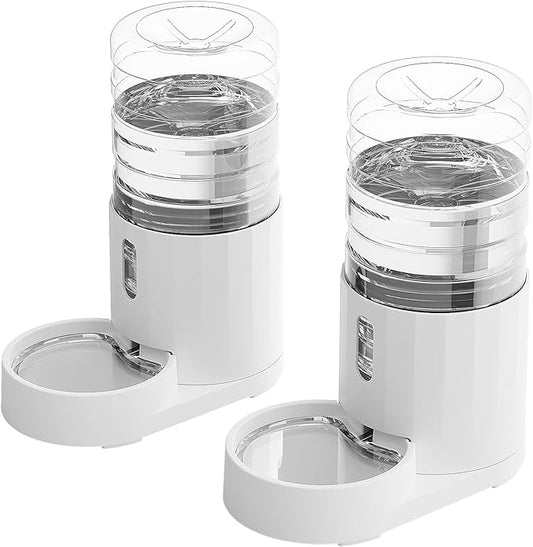 CZPET 4L Pet Water Dispenser (2 Pack) Unplugged Automatic Water Bowl Dispenser Gravity Water Dispenser for Cats Water Self Feeder Dog Fountain Dogs Bowl Bottles for Puppy Kitten