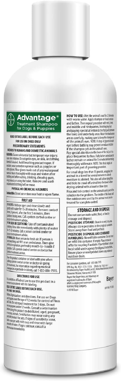 Advantage Dog Flea & Tick Shampoo for Puppies & Adult Dogs | Kills Fleas & Ticks | 12 oz.