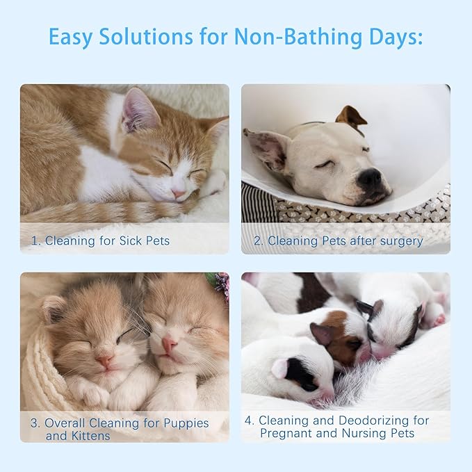 18 PCS Unscented Extra Thick Pet Cleaning Wipes for Dogs & Cats,Dog Washing Bathing Deodorizing Grooming Gloves for Daily Care and Traveling with EDI Water, Tea Tree and Aloe Extract (18)
