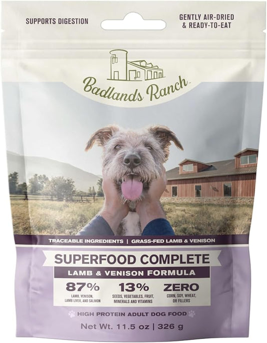 by Katherine Heigl- Superfood Complete, Air-Dried Adult Dog Food, High Protein, Zero Fillers, Superfood Nutrition (Premium Lamb & Venison Formula, 11.5 oz.)