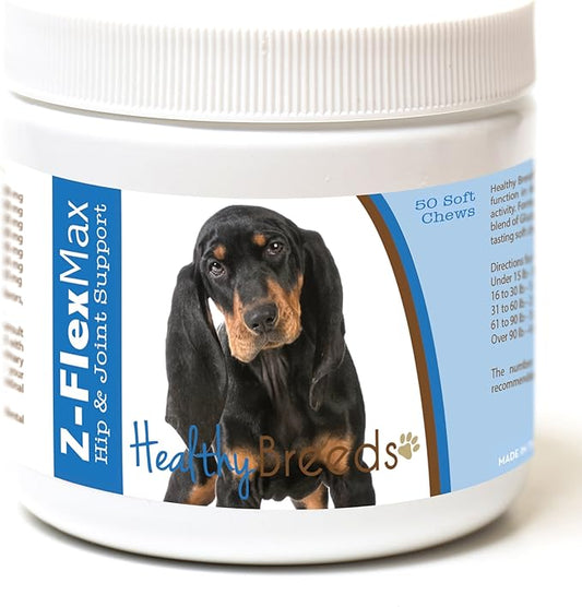 Healthy Breeds Black and Tan Coonhound Z-Flex Max Hip and Joint Soft Chews 50 Count