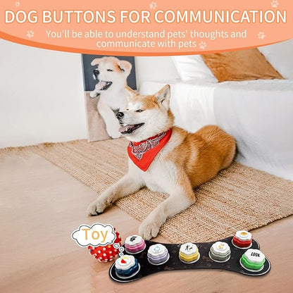 Set of 7 Dog Buttons for Communication-Dog Recordable Training Buttons with Rubber Mat,Dog Talking Buttons,Pet Buttons,Dog Training & Behavior Aids,Train Your Dog to Voice What They Want