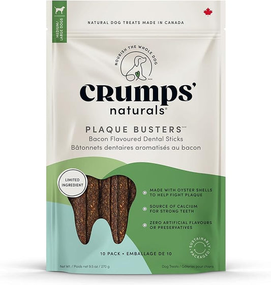 Crumps' Naturals Bacon Dental Dog Treats (10 count), 7"