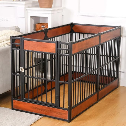 Dog Playpen, 31.5" Height Dog Pen Indoor, Heavy Duty, Safe and Sturdy, Furniture Style Puppy Pen (MAHOGANY)