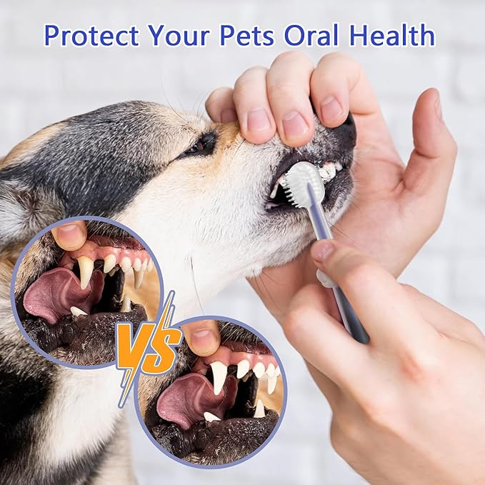 3PCS Cat Toothbrush Kit, Dog Toothbrush Kit, Pet Toothbrush Set for Cats and Dogs - Complete Oral Care with Soft Bristles - Ideal for Teeth Cleaning, Dental Hygiene, Plaque Removal