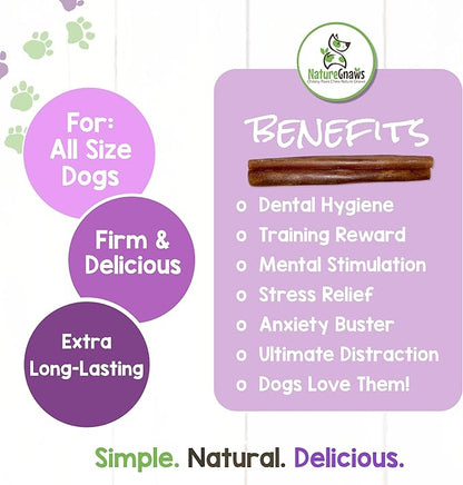 Nature Gnaws Beef Collagen Chews for Dogs - Premium Natural Beef Hide Bones - Long Lasting Bully Stick Alternative Chew Treats for Aggressive Chewers 6"
