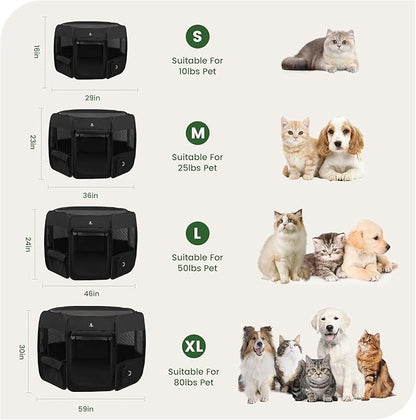 X-ZONE PET Dog Playpen Portable Pet Play Pens for Puppies, Cat, Rabbit, Chicks, Foldable Exercise Play Tent Kennel Crate, Indoor/Outdoor Travel Camping Black Small