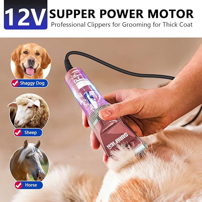 Professional Dog Grooming Clippers for Thick Coat - Sheep Shears for Dogs with Thick Hair – Pet Grooming Clippers for Cats, Sheeps, Horse (Rose Gold)