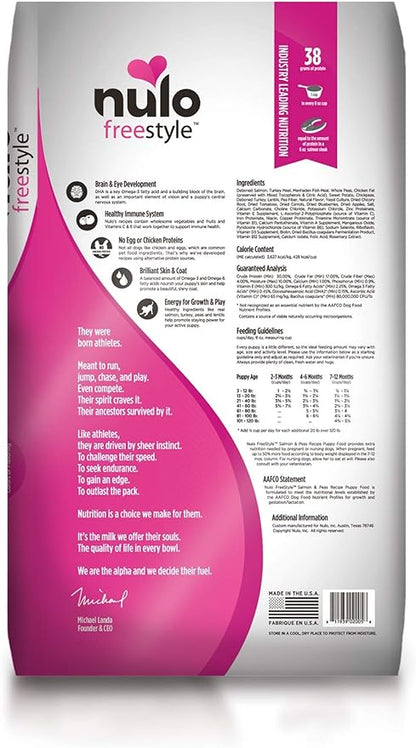 Nulo Puppy Food Grain Free Dry Food With Bc30 Probiotic And Dha (Salmon And Peas Recipe, 24Lb Bag)