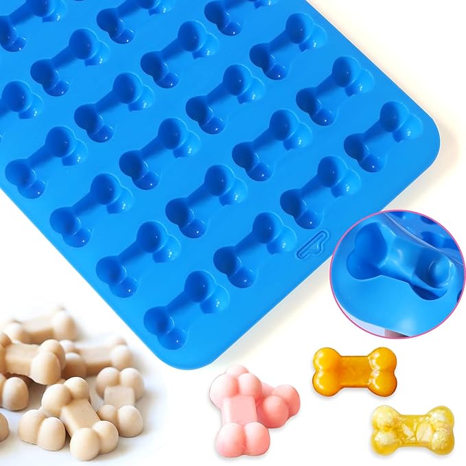 4Pcs Puppy Dog Paw Bone Silicone Mold for dog treats, Non-Stick Food Grade Silicone Molds for frozen treats, Baking Mold for Jelly, Candy, Chocolate,Ice Cube, Dog Snack Biscuits Bone