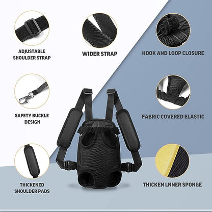 YUDODO Pet Dog Carrier Backpack Adjustable Dog Front Carrier, Legs Out Easy-Fit Dog Travel Backpack Carrier for Hiking Camping for Small Medium Dogs Cats and Rabbit (Small (Pack of 1), A-Black)