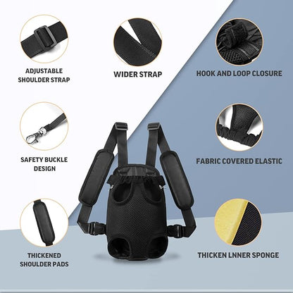 YUDODO Pet Dog Carrier Backpack Adjustable Dog Front Carrier, Legs Out Easy-Fit Dog Travel Backpack Carrier for Hiking Camping for Small Medium Dogs Cats and Rabbits (Large (Pack of 1), A-Black)