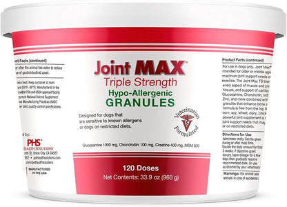 Triple Strength HA Granules for Dogs, Glucosamine, Chondroitin, Creatine, MSM and Antioxidants - Hip and Joint Support Supplement, 120 Doses
