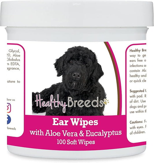 Healthy Breeds Portuguese Water Dog Ear Cleaning Wipes with Aloe & Eucalyptus for Dogs 100 Count
