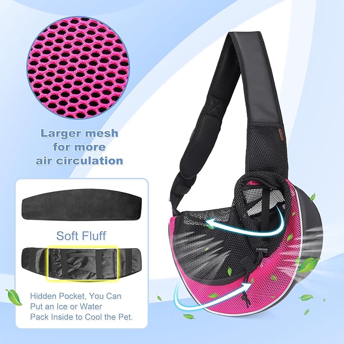 YUDODO Pet Dog Sling Carrier Breathable Mesh Travel Safe Sling Bag Carrier for Dogs Cats