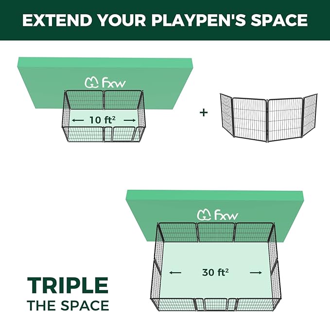 FXW Homeplus Dog Playpen Designed for Indoor Use, 32" Height for Medium Dogs, Black│Patented