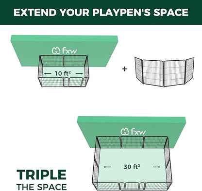 FXW Homeplus Dog Playpen Designed for Indoor Use, 32" Height for Medium Dogs, Black│Patented