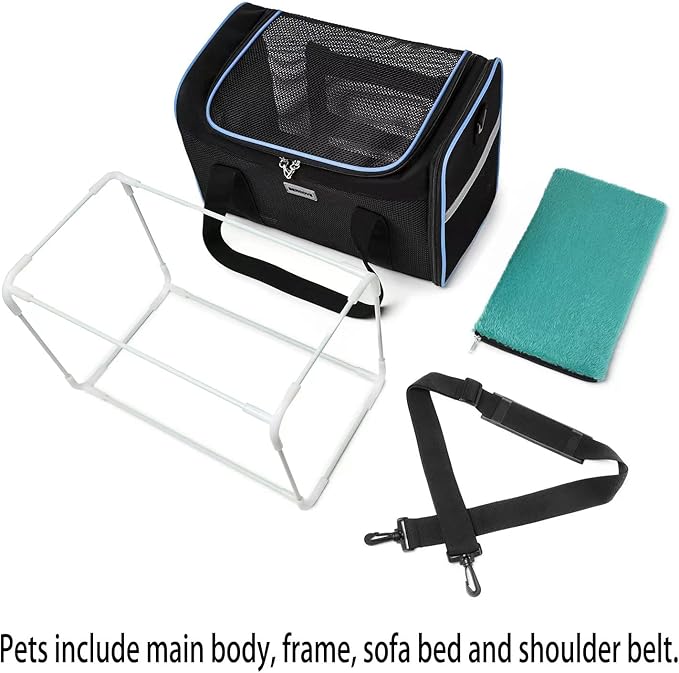 Frame Soft Surface pet Carrier, cat, Dog and Rabbit Airline-Approved pet Transport Carrier, Non-Collapse Deformation and Safety Special Zipper Hook Design.