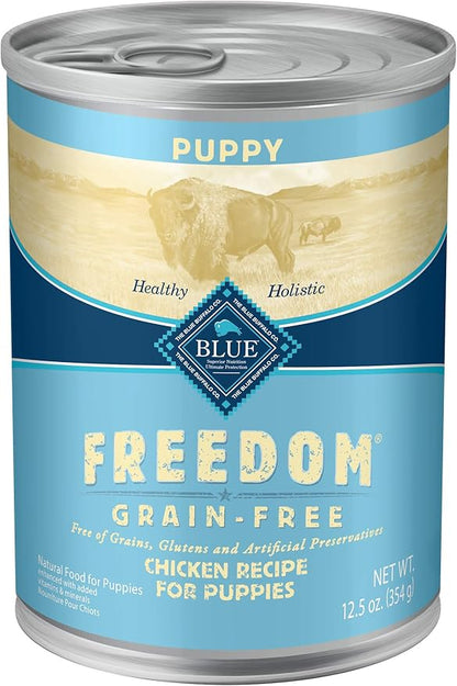 Blue Buffalo Freedom Grain Free Natural Puppy Wet Dog Food, Chicken 12.5oz cans (Pack of 12)