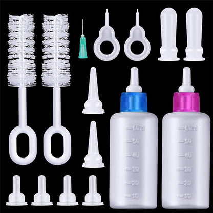 16 Pieces Pet Feeding Bottle Kit Kitten Bottles Kitten Milk Replacer Puppy Milk Feeder with Replacement Nipples Puppy Feeding Bottles for Small Animals Newborn Dog and cat Nursing Supplies