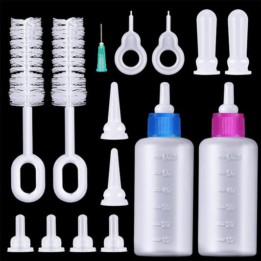 16 Pieces Pet Feeding Bottle Kit Kitten Bottles Kitten Milk Replacer Puppy Milk Feeder with Replacement Nipples Puppy Feeding Bottles for Small Animals Newborn Dog and cat Nursing Supplies