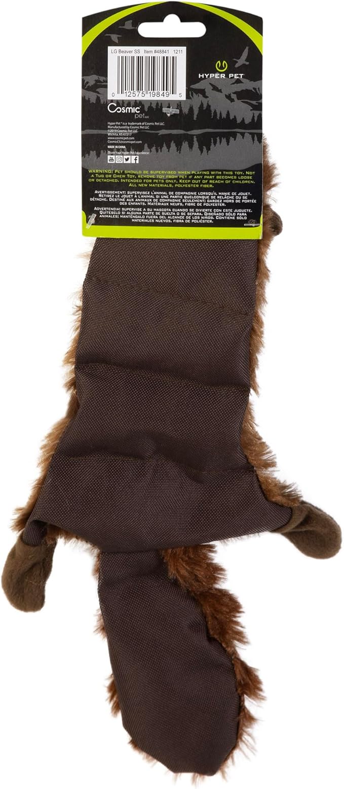 Hyper Pet Critter Skinz Beaver Super Squeaker Plush Dog Toy, Large