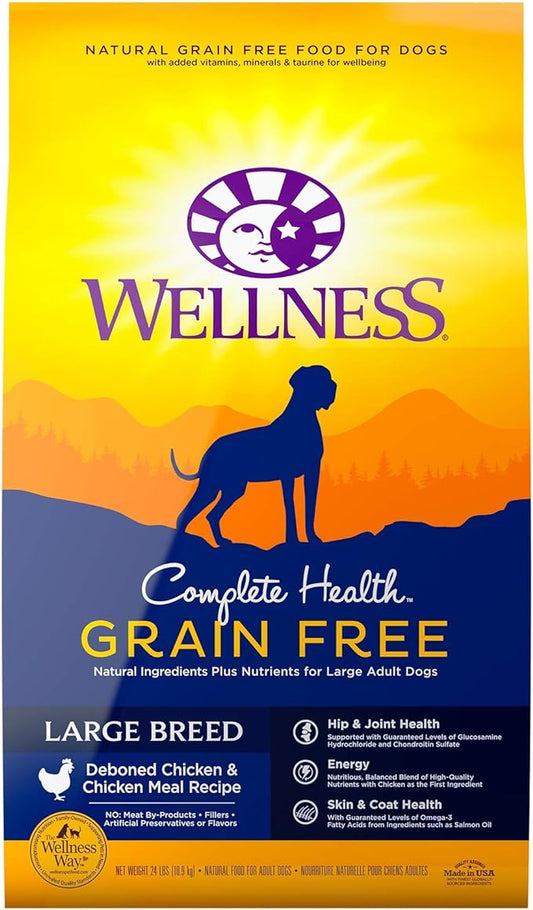 Wellness CORE Grain-Free High-Protein Large Breed Dry Dog Food, Natural Ingredients, Made in USA with Real Chicken (Adult Dog, 24-Pound Bag)