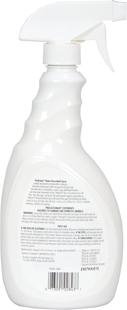 PETARMOR Home Household Spray for Fleas and Ticks, Flea Treatment for Home, Prevents Flea and Tick Re-Infestations for Cats and Dogs, Treats Carpet, Furniture, and More, 24 Ounce (Pack of 2)