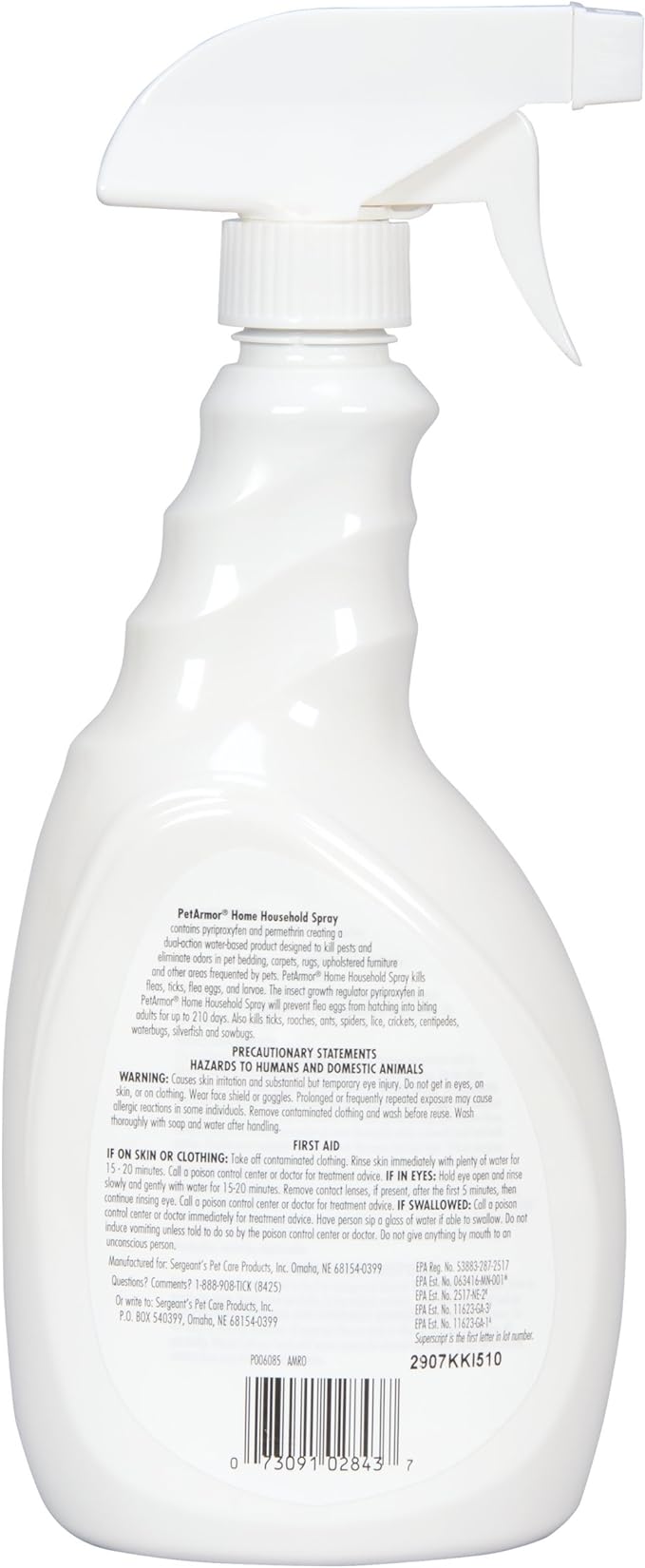 PETARMOR Home Household Spray for Fleas and Ticks, Flea Treatment for Home, Prevents Flea and Tick Re-Infestations for Cats and Dogs, Treats Carpet, Furniture, and More, 24 Ounce
