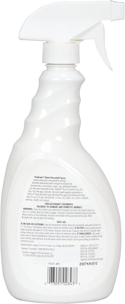 PETARMOR Home Household Spray for Fleas and Ticks, Flea Treatment for Home, Prevents Flea and Tick Re-Infestations for Cats and Dogs, Treats Carpet, Furniture, and More, 24 Ounce