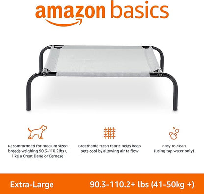 Amazon Basics Cooling Elevated Pet Bed For Dog, X-Large (60.1 x 37.1 x 8.9 Inches), 1 count, Grey