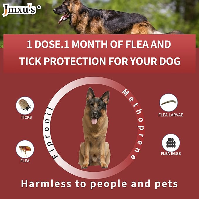 Flea and Tick Prevention for Dogs, X-Large Dog Flea & Tick Control with Fipronil, Long-Lasting & Fast-Acting Topical Flea & Tick Treatment Drops for Extra Large Dogs, 89 to 132 lbs, 3 Doses