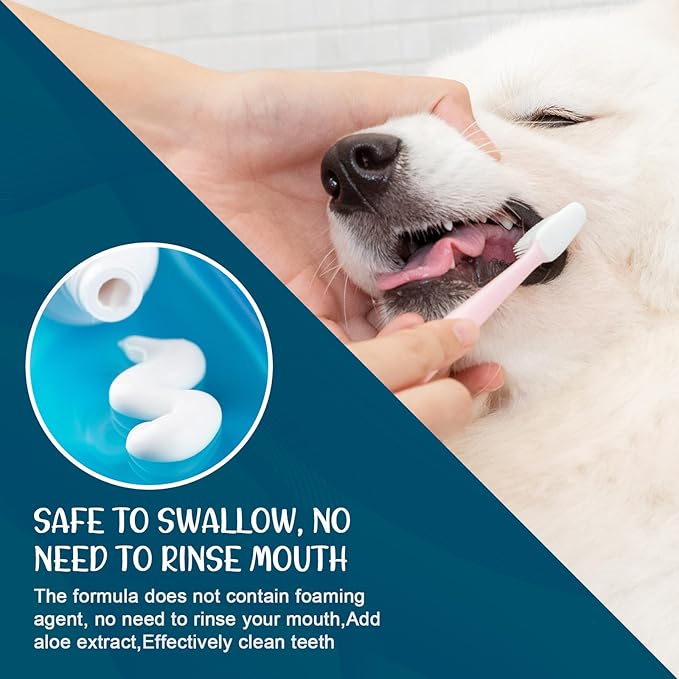 Dog Toothpaste Pet Dental Care: Dog Teeth Cleaning Kit Pets Dog Toothpaste for Dogs and Cats Teeth Cleaning Fresh Breath