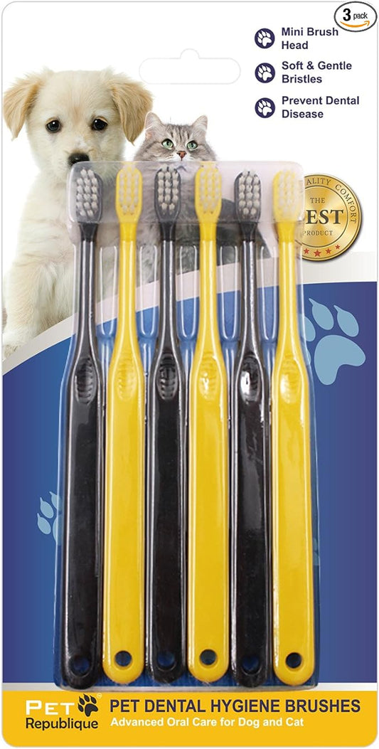 Mini Toothbrush for Cats and Dogs - Cat Toothbrush, Small Dog Toothbrush - Designed for Cat, Kitten, Puppy, and Small Dog Like Chihuahuas, Yorkshire, and Poodle (3 or 6 Count) (3)