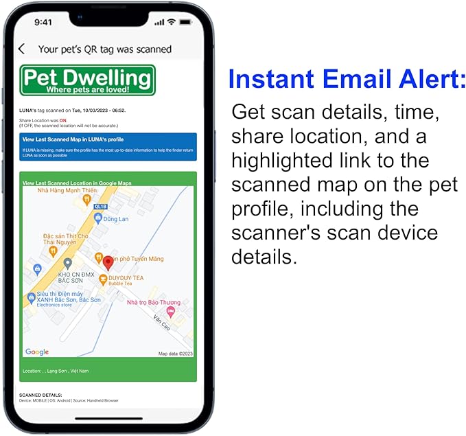 Premium NFC-QR Code Pet ID Tags - Dog Tags and Cat Tags, Connect to Online Pet Profile, Receive Instant Scanned Location Email Alert(Blue Paw)